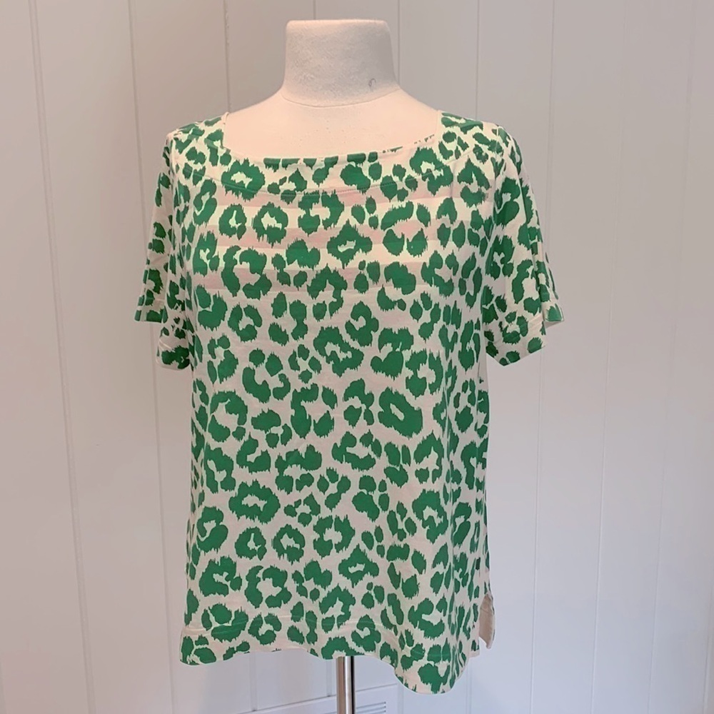 Marc by Marc Jacobs Green Ivory Animal Print Short Sleeve Top – Women’s L